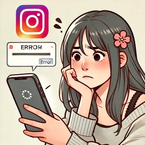 Instagramトラブルで困っている女の子