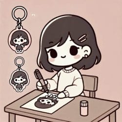 自作グッズを作っている女の子