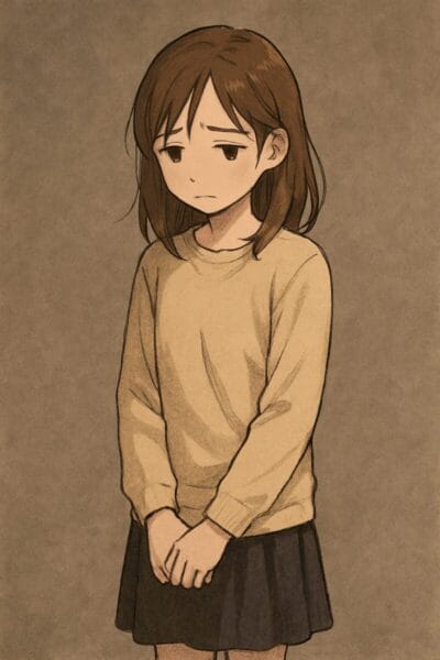 歯を食いしばって頑張っている女の子
