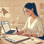 書類作成中の女性