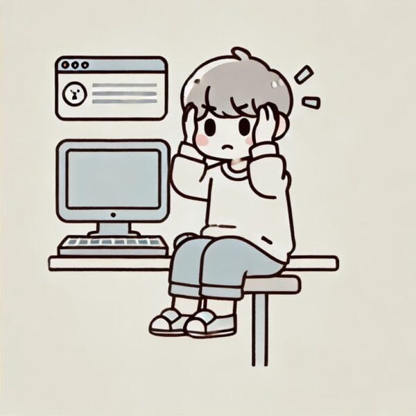 PCトラブルで困っている男性