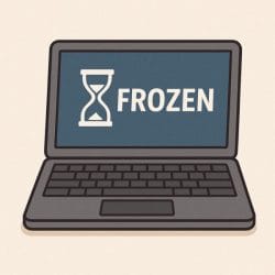 フリーズして動かなくなったパソコンイラスト